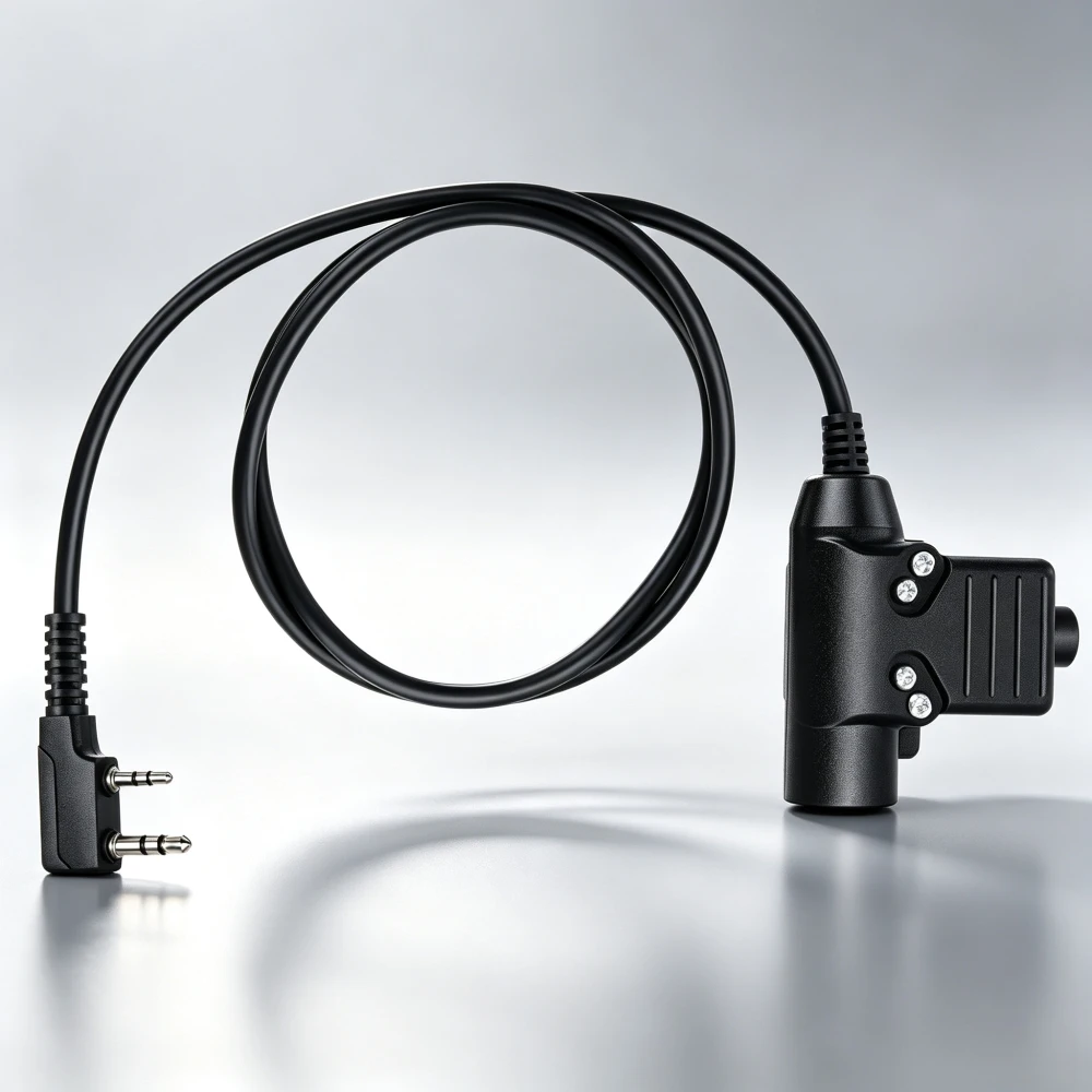 U94 PTT Cable Adapter for Two Way Radio, Push-to-Talk Button Compatible with Tactical Headset, K1 Civilian Wiring