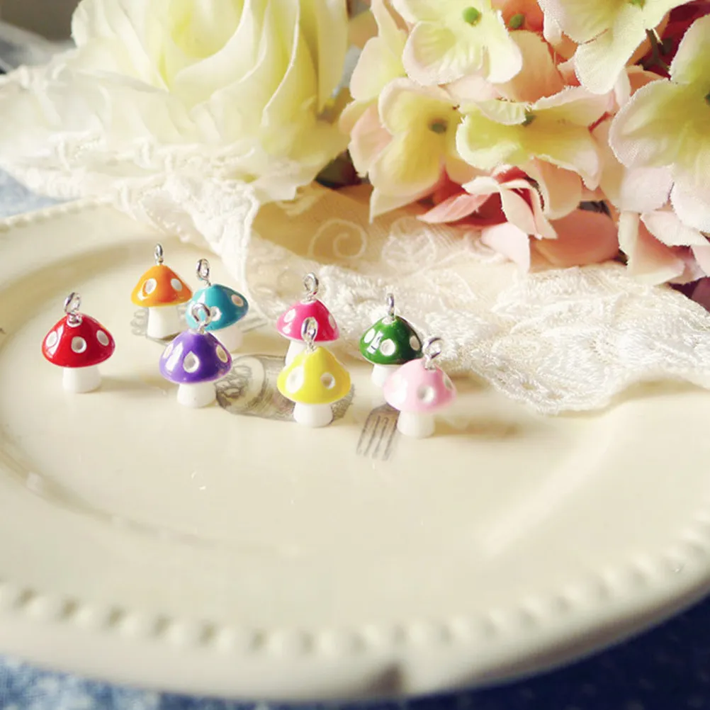 30Pcs 12Mm Simulation Mushroom Pendants Resin Fashion Pendant DIY Project Keychain Sweater Chain Anklet Sky-Blue