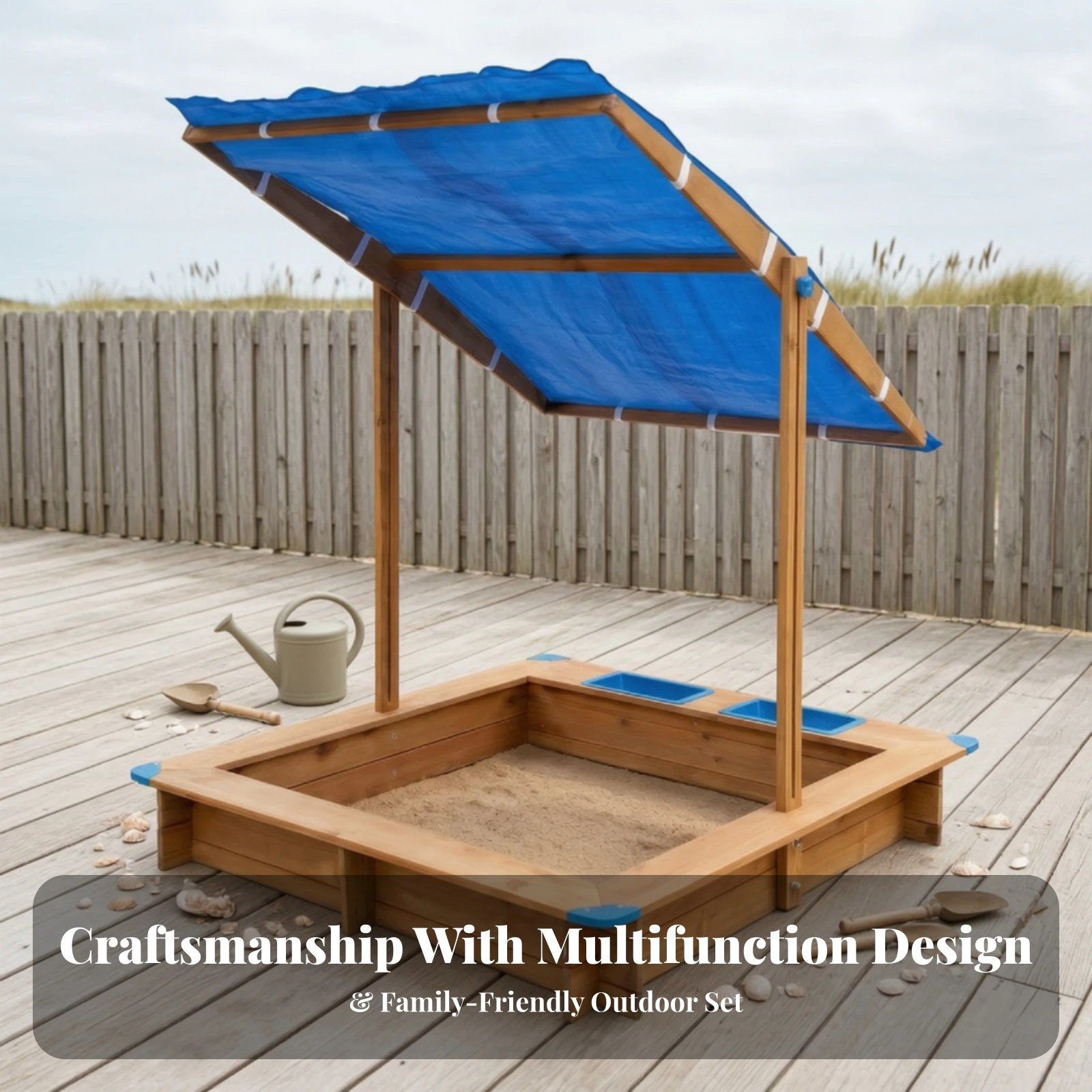 Wooden Sandbox with Canopy Protection Wooden Sandpit with Roof Sandbox with Canopy Weather-Resistant Toy Child-Friendly