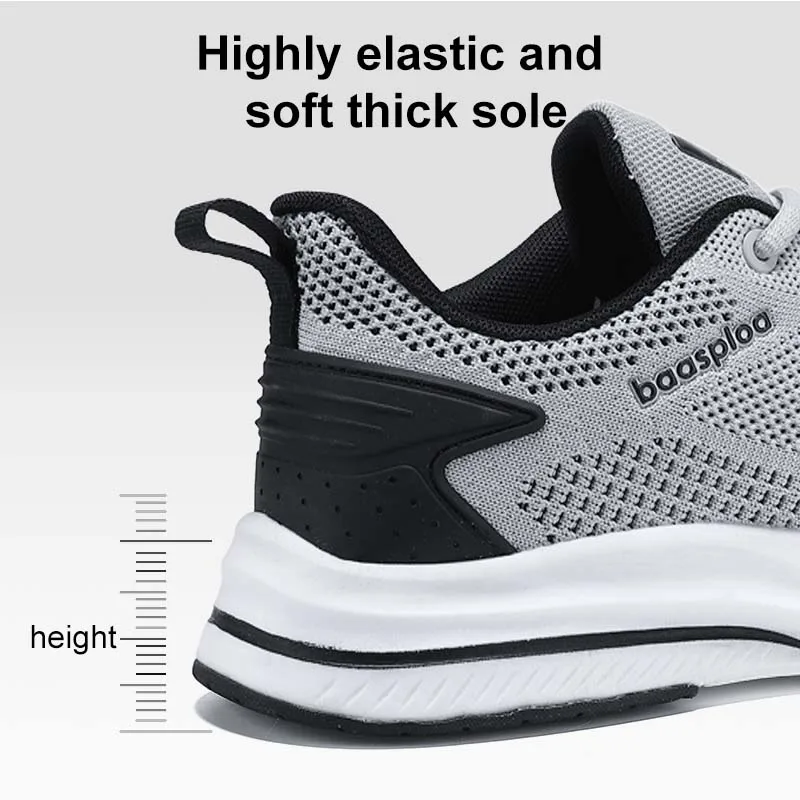 Baasploa Men Running Shoes New Mesh Breathable Casual Sneakers Male Lace-Up Comfort Lightweight Sport Shoes Non-Slip Outdoor