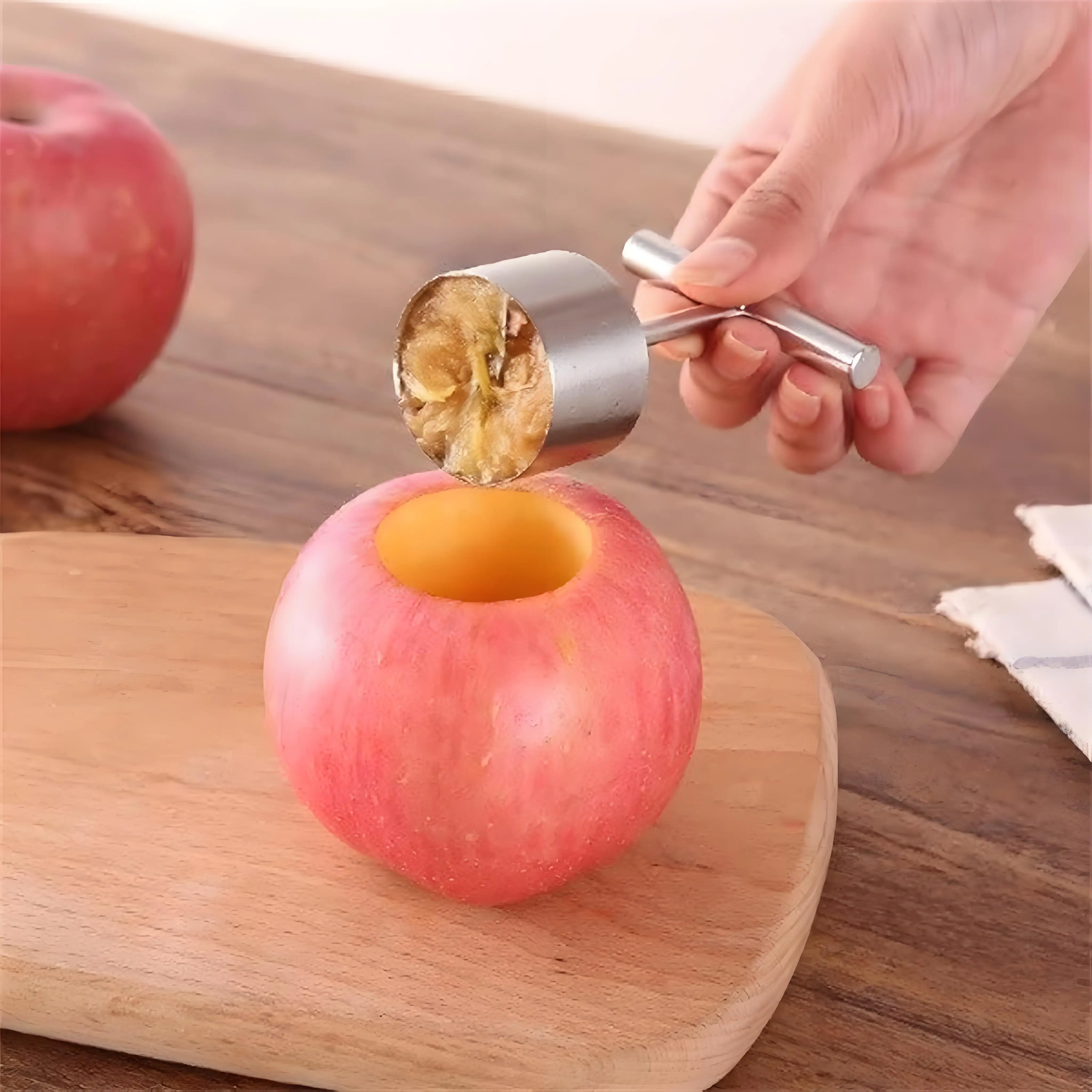 Pear core remover, fruit coring tool, apple corer, pit remover, hole digger - view 4