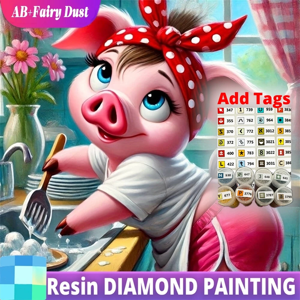 

Смола AB Фея Пыль Свинья Алмазная вышивка Животное Подходит для начинающих Алмазная картина Мультфильм DIY Новое поступление Мозаика Праздник