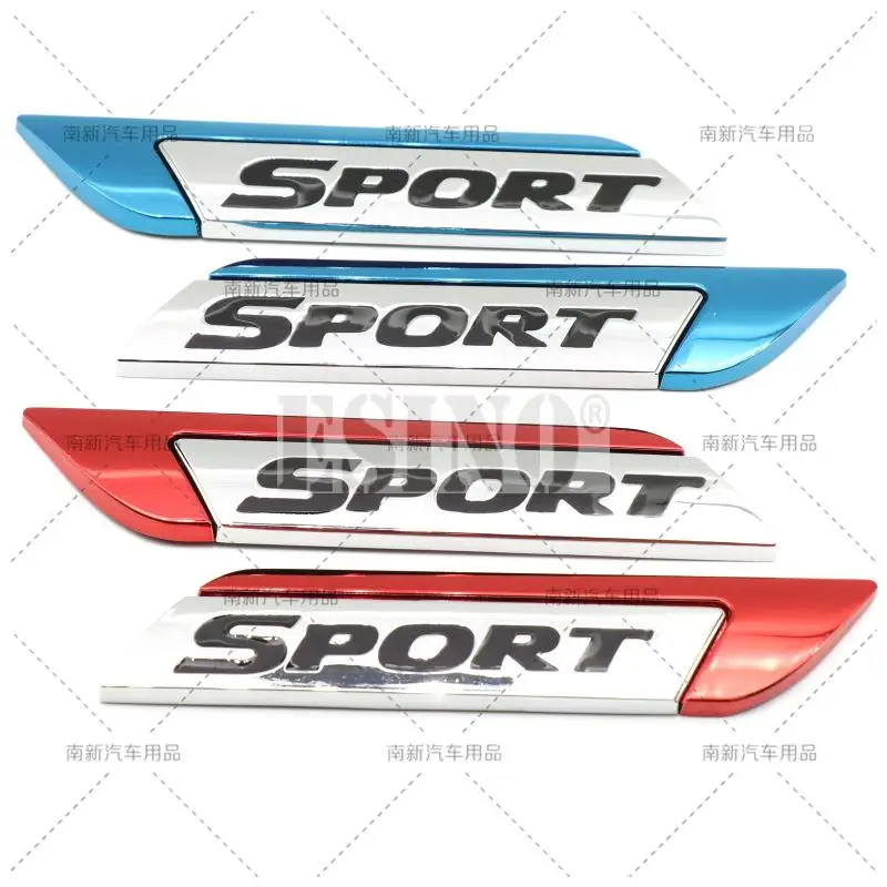 

2 x Car Styling Sport Logo Body Fender Side Metal Chrome Zinc Alloy Knife Side 3D Adhesive Emblems Badges Decals