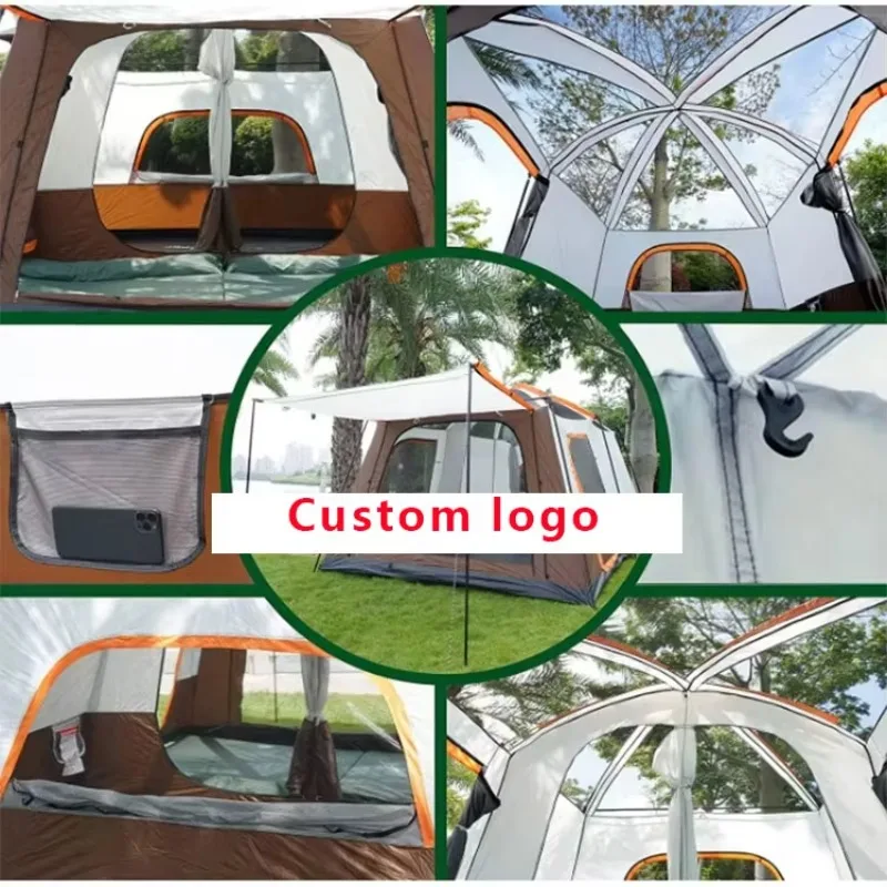 Extra Large Tent 12 Person Family Cabin Tents 2 Rooms 3 Doors 3 Window Mesh Double Layer Big Tent for Outdoor Picnic Camping