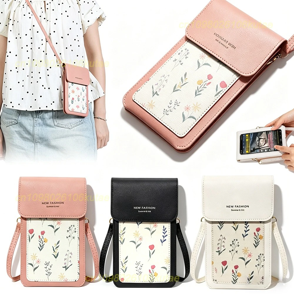 

1-10PC Wallets Touch Screen Women Bags Soft Leather Cell Phone Purse Crossbody Shoulder Strap Handbag for Female Cheap Women's