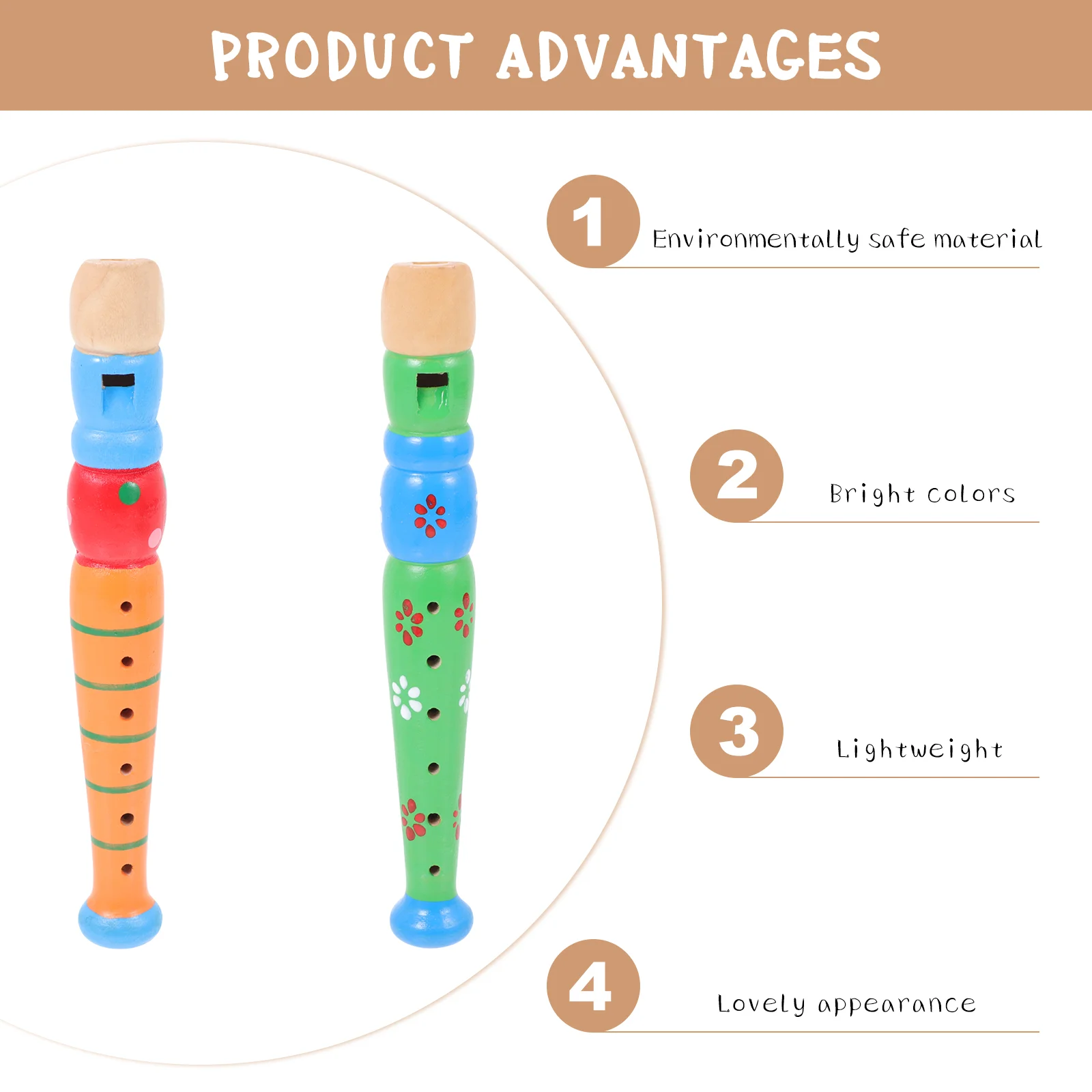 子供のための手作りの木製フルート,2ピース,楽しいおもちゃ,ステージパフォーマンス,楽器,運動学習,小さな子供のための