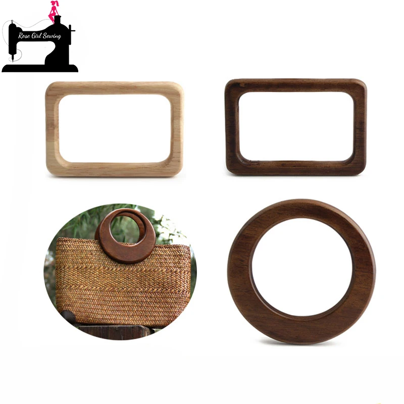 

2/10PCS Rectangle O Shape Classic Wood Bag Handles For DIY Replacement Handbag Woven Bags Handle Tote Luggage Straps Accessories
