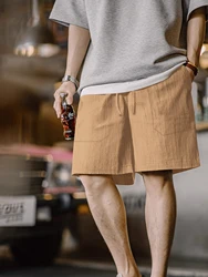 Summer New Versatile Beach Pants Fashion Casual Solid Color Texture Large Pocket Men's Drawstring Shorts