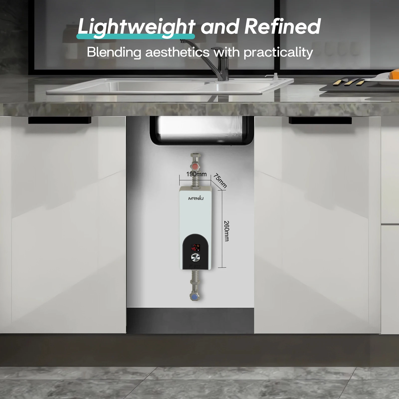 Chauffe-eau électrique instantané sans réservoir, 220V, 5500W, douche/salle de bains, sous évier, cuisine, adapté à l'hôtel