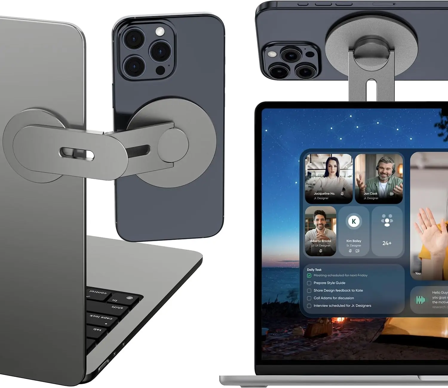 Magnetic Phone Holder For Laptop Car Screen Adjustable Floating Stand Invisible Magnetic Phone Holder For Floating Screen
