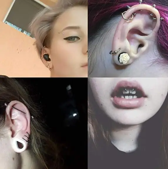 8pcs 16g Horseshoe Ring Circular Barbell Cartilage Hoop Septum Nose Lip Eyebrow Spider Bite Tragus Black Spike Ear Pick Size