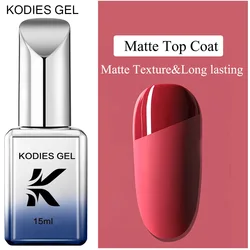 KODIES GEL Super Matte Top Coat UV Gel Nail Polish Matt Gel Finish No Wipe Soak Off Manicure Hybrid Varnish Sealer for Nail Art