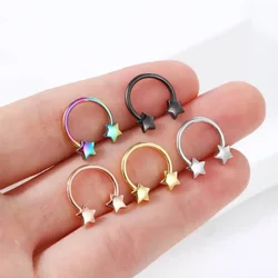 1 Pcs Steel Star Septum Piercing Hinged Segment Nose Ring Septum Clicker Cartilage Tragus Clicker Body Piercing Jewelry 16G Naz