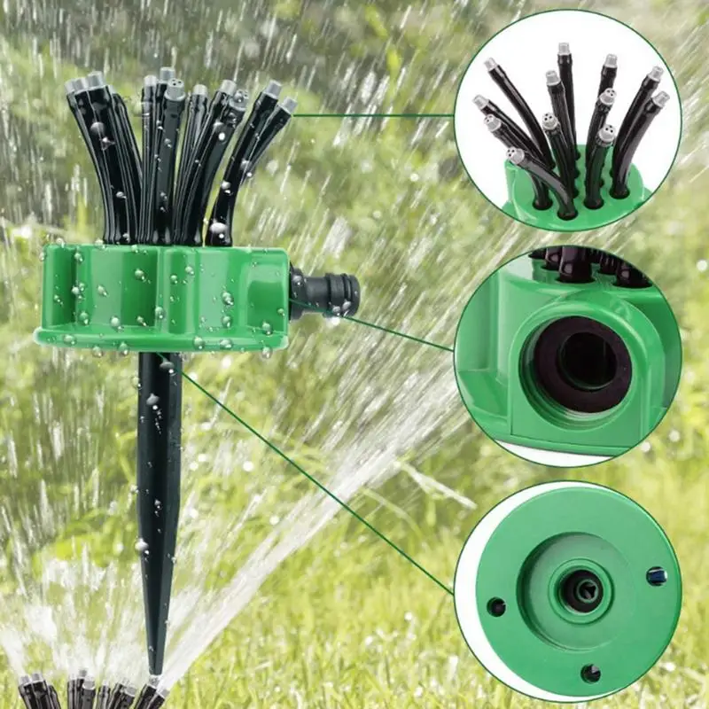 Multi Nozzle Garden Sprinkler 360 Degree Auto Rotation Greening Sprinkler Automatic Garden Lawn Sprinkler Roof Cooling Sprinkler