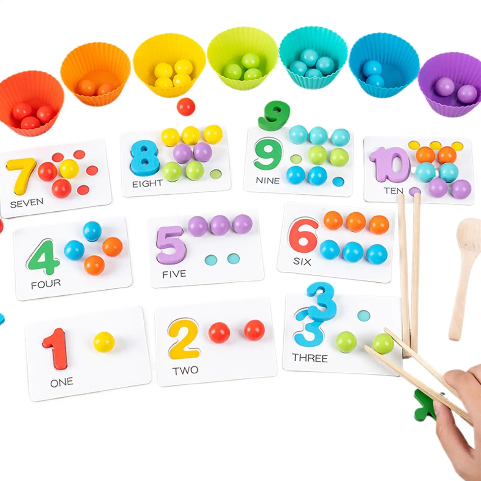 Silicone Bead Math Toy Number Teaching Beads With Chopsticks Colorful Educational Number Recognition Game For Children's Day
