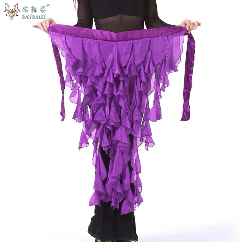 Belly Dance Hip Scarf Chiffon Nine-Tailed Fox's Tail Women Indian Dance Skirt Belt Oriental Dance Accessories for Performances