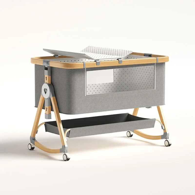 #Modern Metal 2-in-1 Baby Cribs Multifunctional Bedside Swing Cradle Sleeper Baby Changing Table for Sleepers