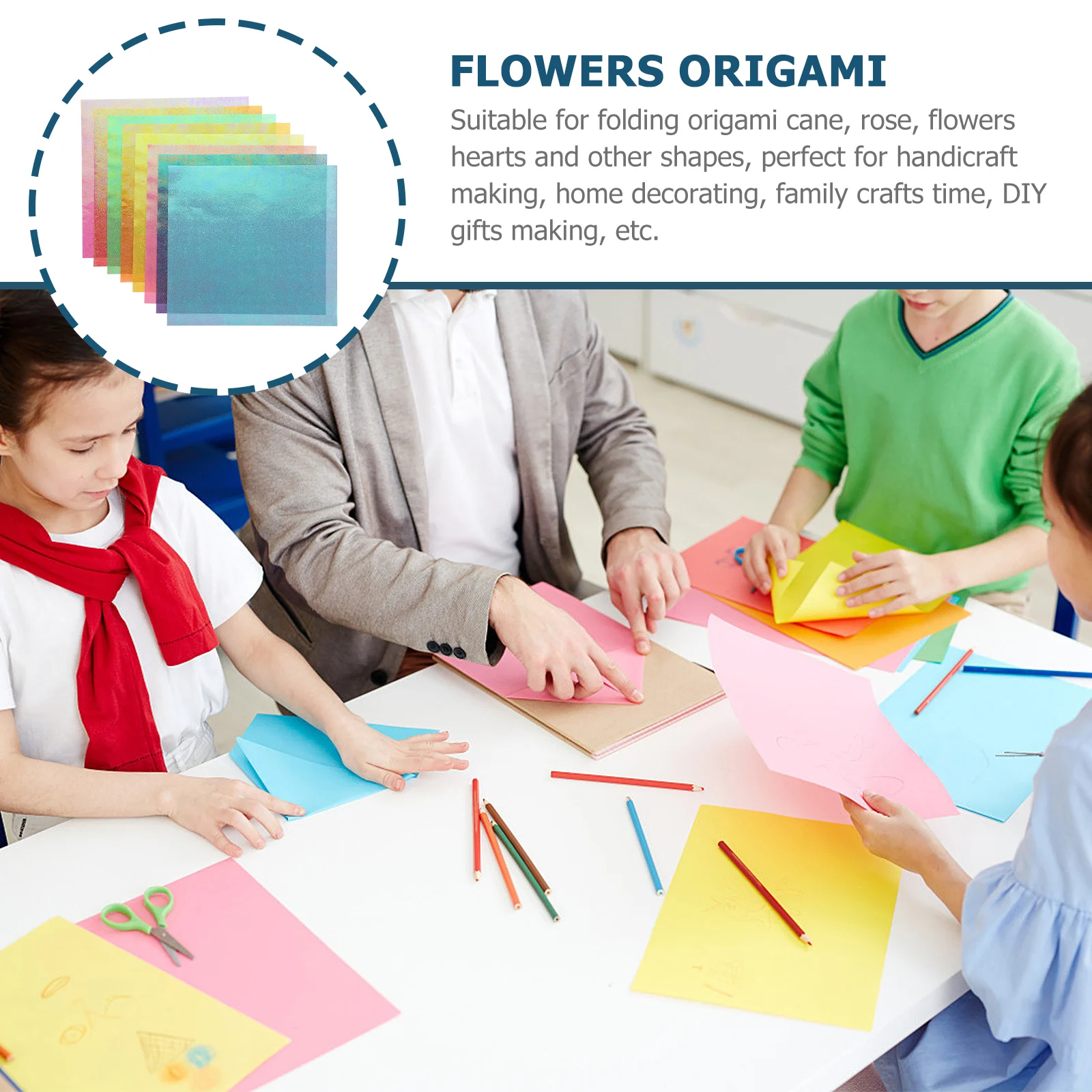 50장 밝은 색종이 정사각형 접이식 종이 DIY 공예 수제 꽃 장식 꽃 종이접기
