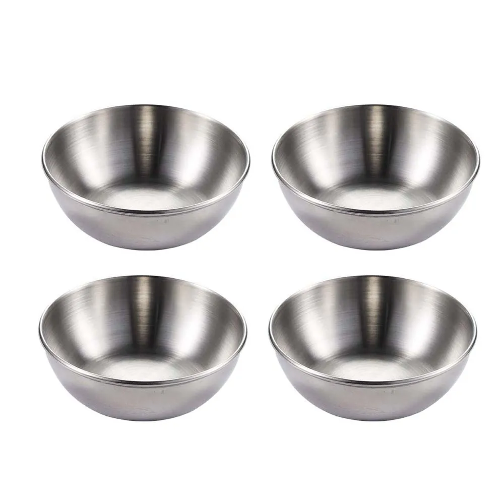 Household Round Tableware Home Essential Kitchen Supplies Stainless Steel Food Snack Dish Sauce Plate Seasoning Dish Small Bowl