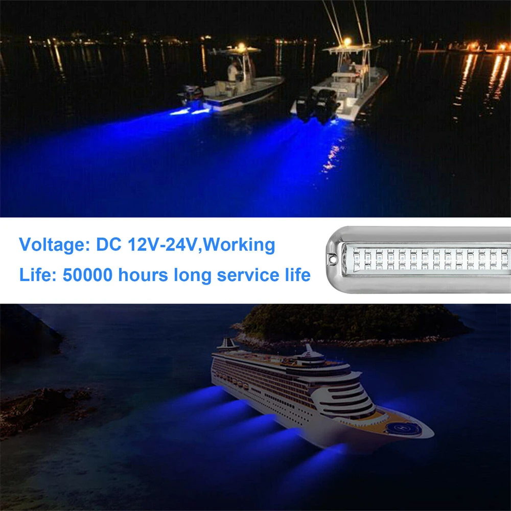 Lampu bawah air 42 LED lampu kapal cepat, lampu navigasi kapal laut, aksesori Yacht untuk kapal