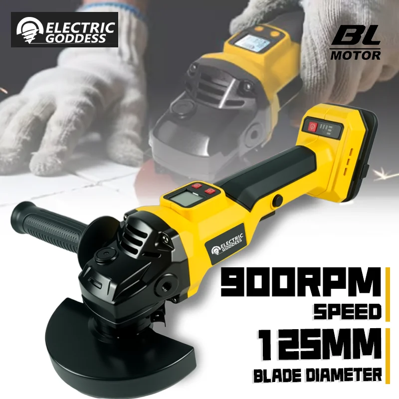 

Бесщеточная угловая шлифовальная машина 125 мм, 3 передачи, аккумуляторный шлифовальный станок для резки, деревообработки для аккумуляторного штифта Dewalt 20 В