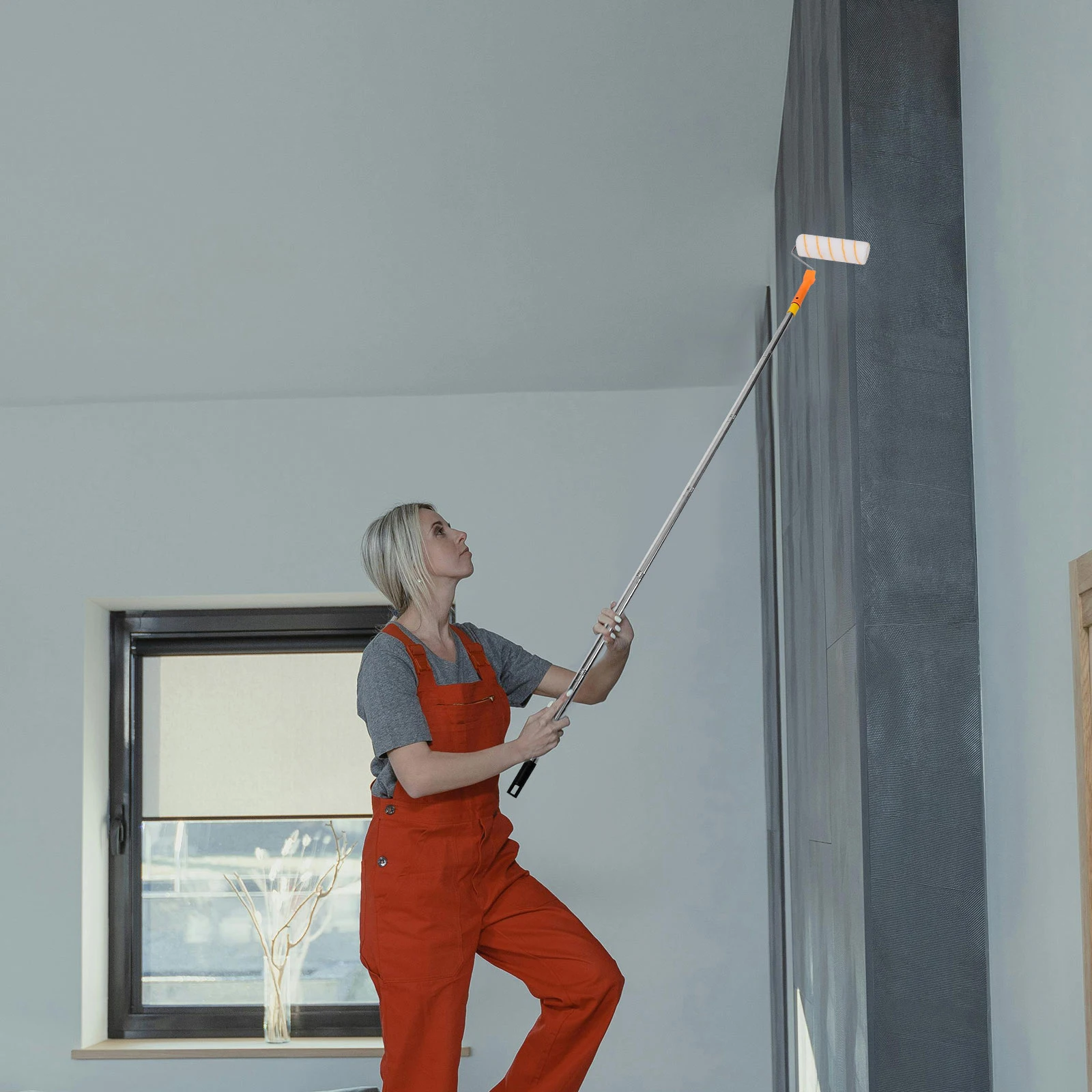 

Paint Roller Extension Pole Telescopic Silver Adjustable Length for Wall Painting Plates Extendable Pole