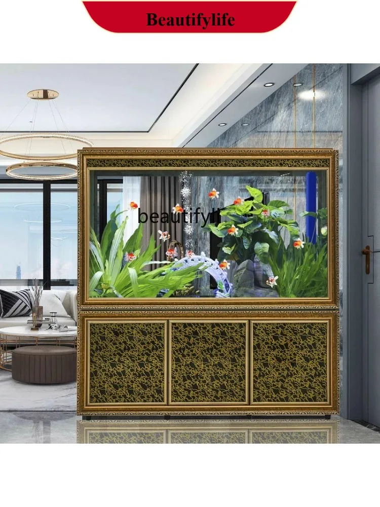 Living Room Dragon Fish Tank Large Floor Household Hallway Ecological Glass Bottom Filter Office Subareas Screens Fish Globe  H