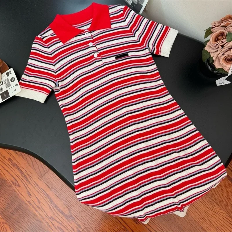 

Women Red Stretch Dresses Un969411 Summer Dress Elsatic Design Letter Thin Streak Fabric Streetwear Womens Clothing Wear 24ss