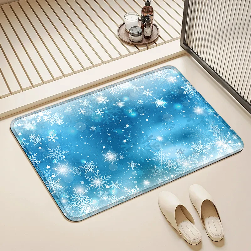 

Snowflake Winter Door Mat Non-Slip Soft Floor Rug for Home Bathroom Kitchen Decor