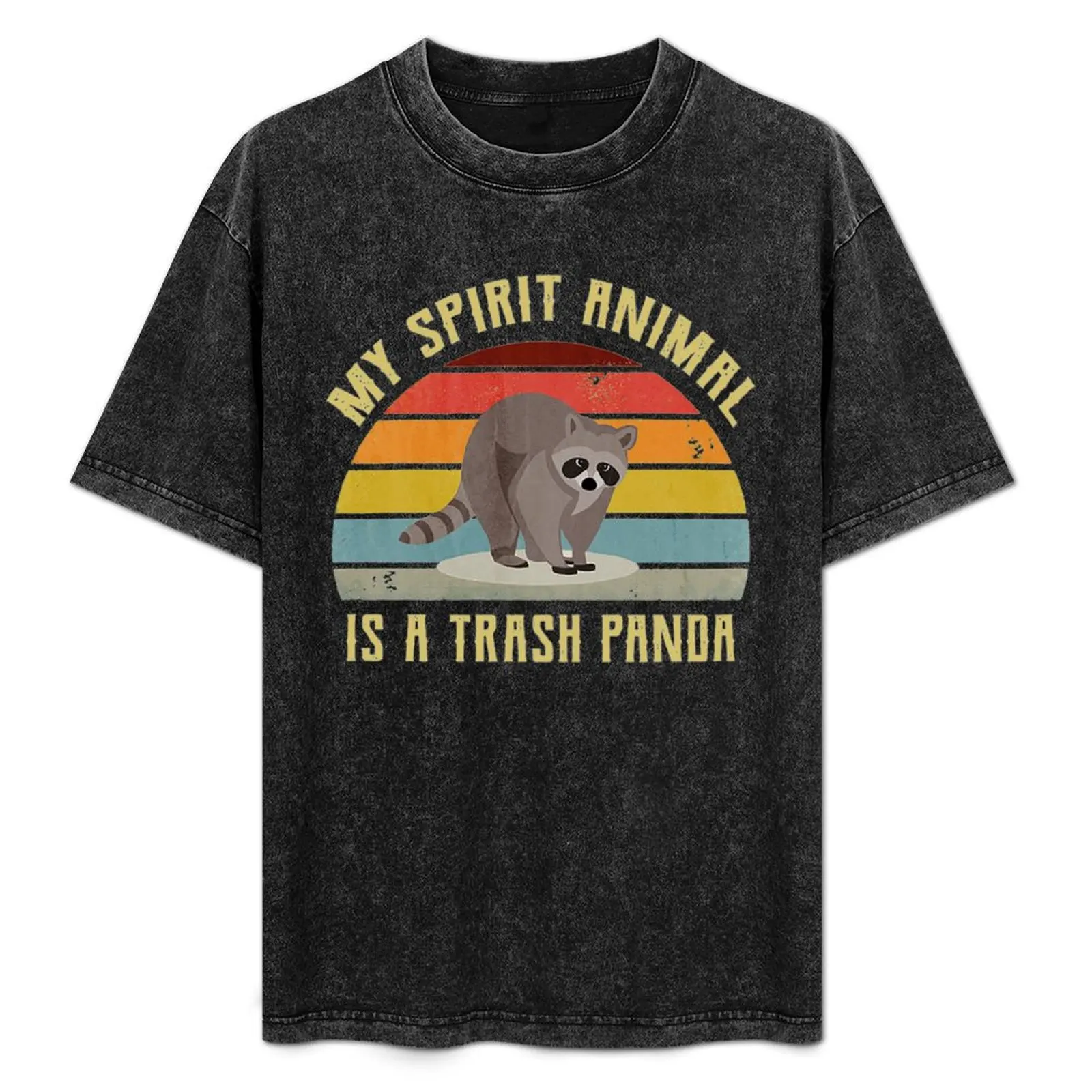 

My Spirit Animal Is Trash Panda Funny Transh And Raccoon Lover Vintage Design T-Shirt Summer Print Short Sleeve Tee