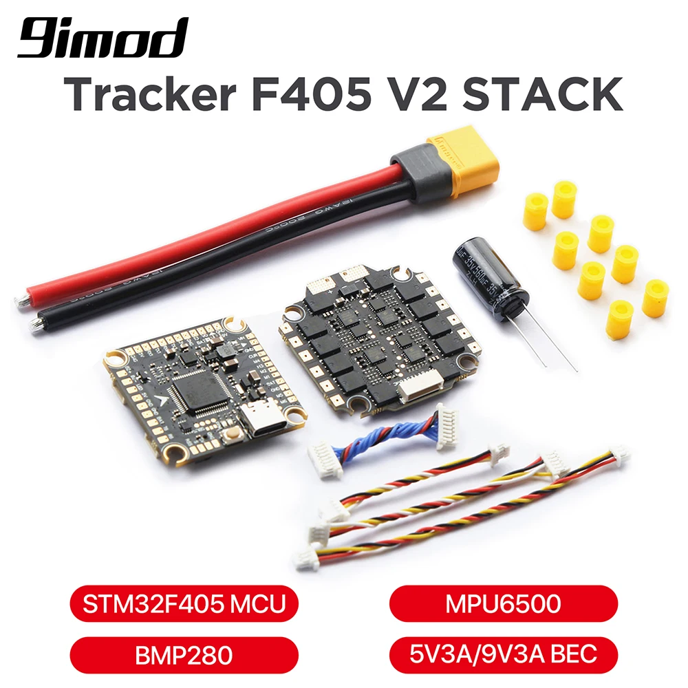 

9IMOD Tracker F405 V2 F4 V3S Flight Control Stack FC поддержка BetaFlight BLS-50A/65A 4 в 1 ESC Board 2-6S для дрона RC FPV