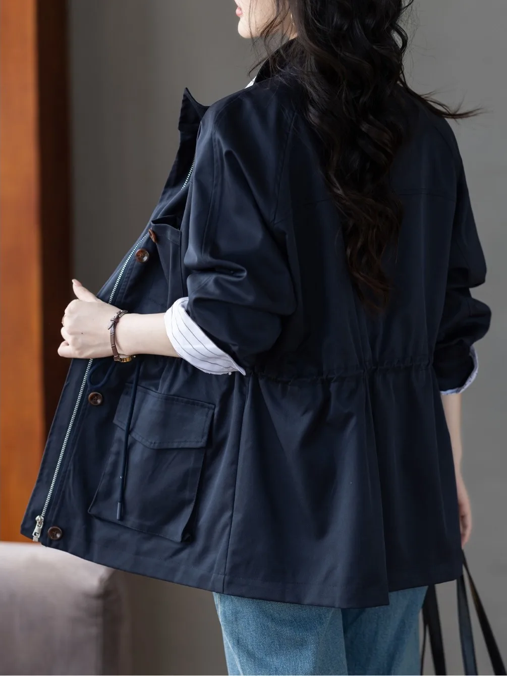 

Свободная повседневная корейская женская ветровка Jaet, весна-осень 202, Новое поступление, универсальное удобное пальто средней длины