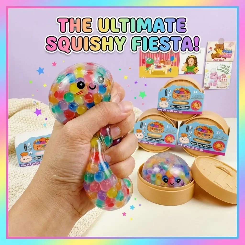 New Trendy Bubble Bead Dreamy Bun dumpling Fluid Squeeze stress ball Figurine Creative Desktop Decor adult decompression Toy gif