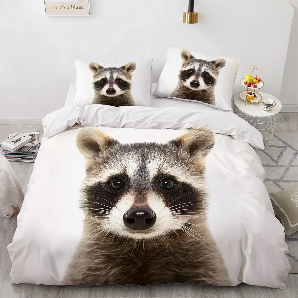 3D Cute Animal Bedding Set Gray Duvet Quilt Cover Set Comforter Bed Linen Pillowcase Design Home Textile King Queen Size