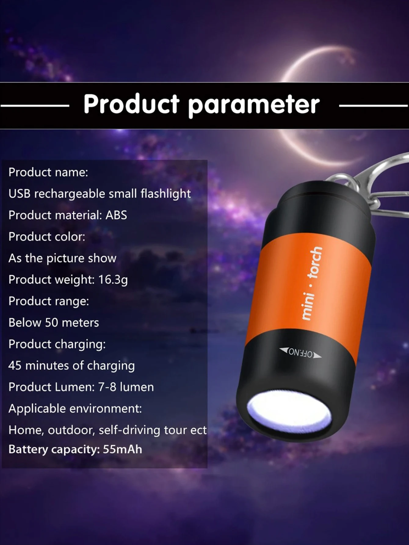 Mini Rechargeable Keychain Flashlight,Waterproof Portable LED Torch,Multifunctional Pocket Light for Hiking,Camping, Fishing Run