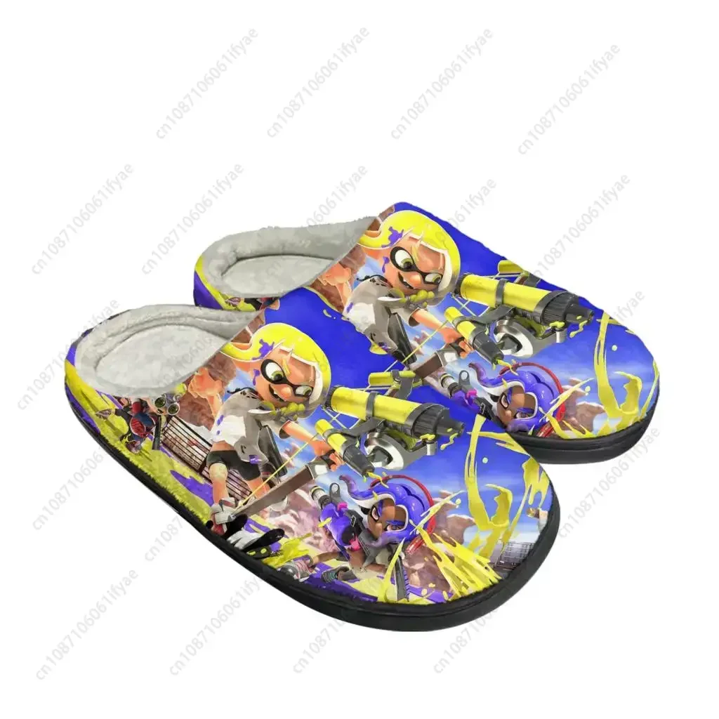 

Домашние хлопковые тапочки Splatoons на заказ, мужские и женские, плюшевые, для спальни, повседневные, теплые, высококачественные, термостойкие