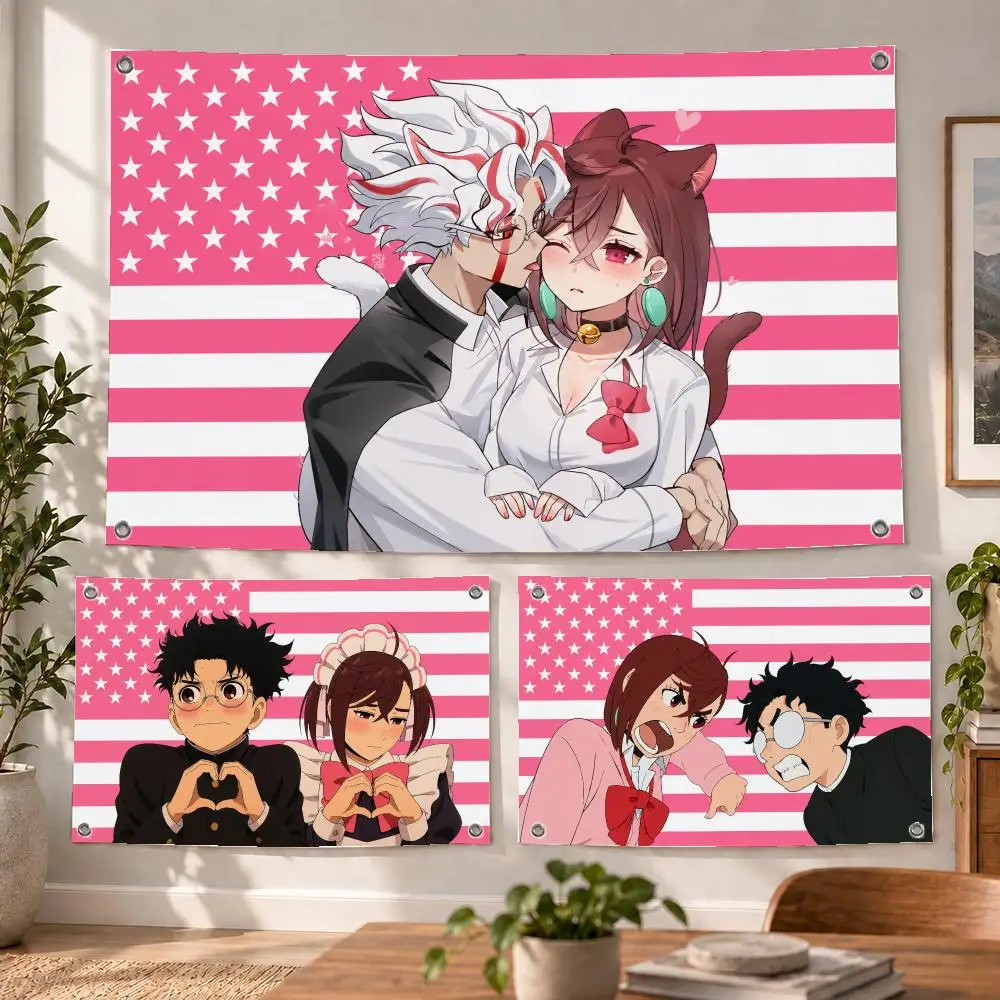 Anime DAN DA DAN Momo x Okarun Flags Decorative Flag Banner Indoor Bedroom Dorm Gaming Room Wall Party Club Decor Fan Gift