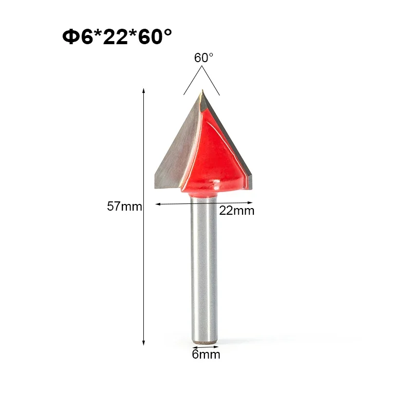 2pcs 6mm V Bit CNC Solid Carbide End Mill 3D Router Bits for Wood Tungsten Woodworking MDF Milling Cutter 60 90 120 150 Degree