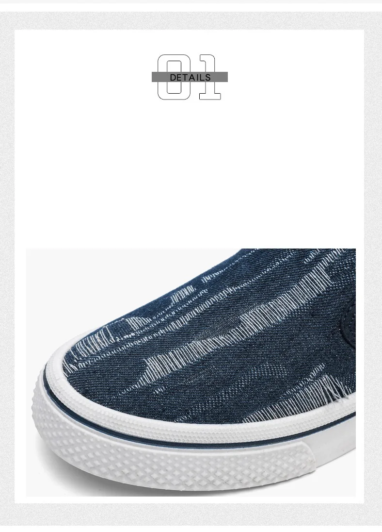 Canvas Loafers Slip‑on Deck Shoes Man Frayed Denim Sneakers Casual Sports Shoes Men's Breathable Lazy Flats Distressed Plimsolls