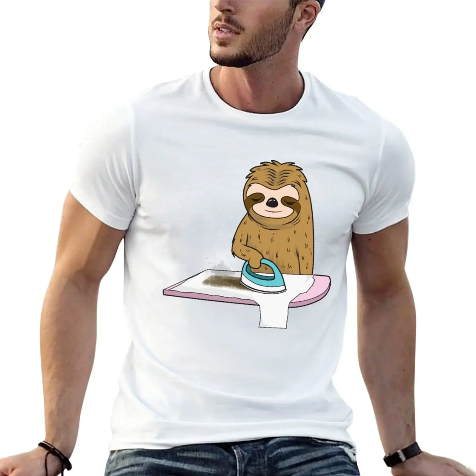 New Funny Sloth Ironing His Shirt Too Slow T-Shirt essential t shirt vintage graphic tee vintage mens cotton t shirts