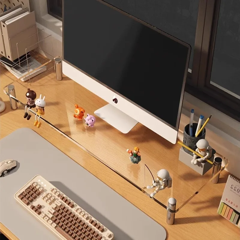 Transparent Monitor Riser Stand Acrylic Desktop Monitors Laptop Storage Bracket Office Study Desk Computer Holder Monitor Base