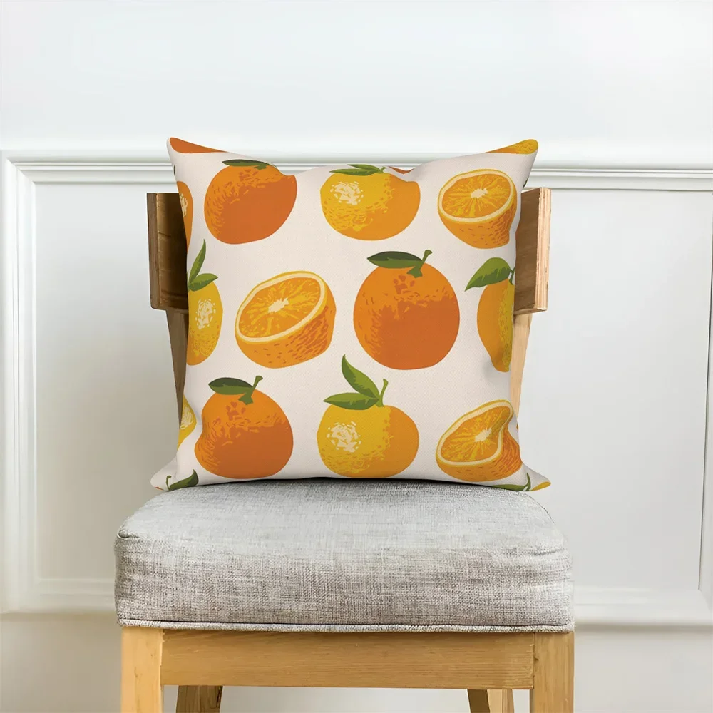 Lemon, Orange, Strawberry Theme Double-sided Printed pillow cover Short plush Suitable living rooms bedrooms throw cushion cover