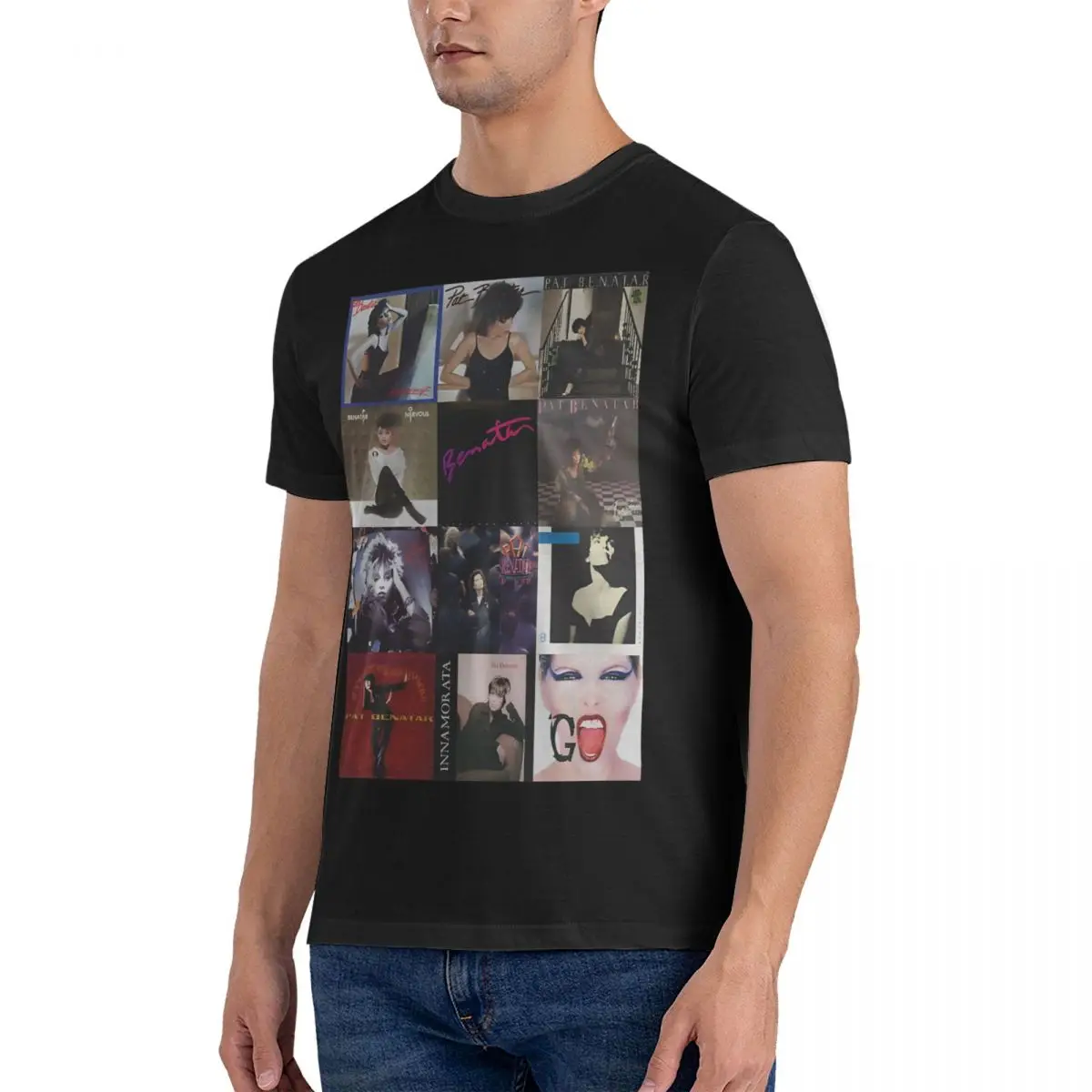 Men's Album Covers V-Neck T Shirt Pat Benatar Cotton Tops Creative Short Sleeve Crew Neck Tee Shirt Summer T-Shirt