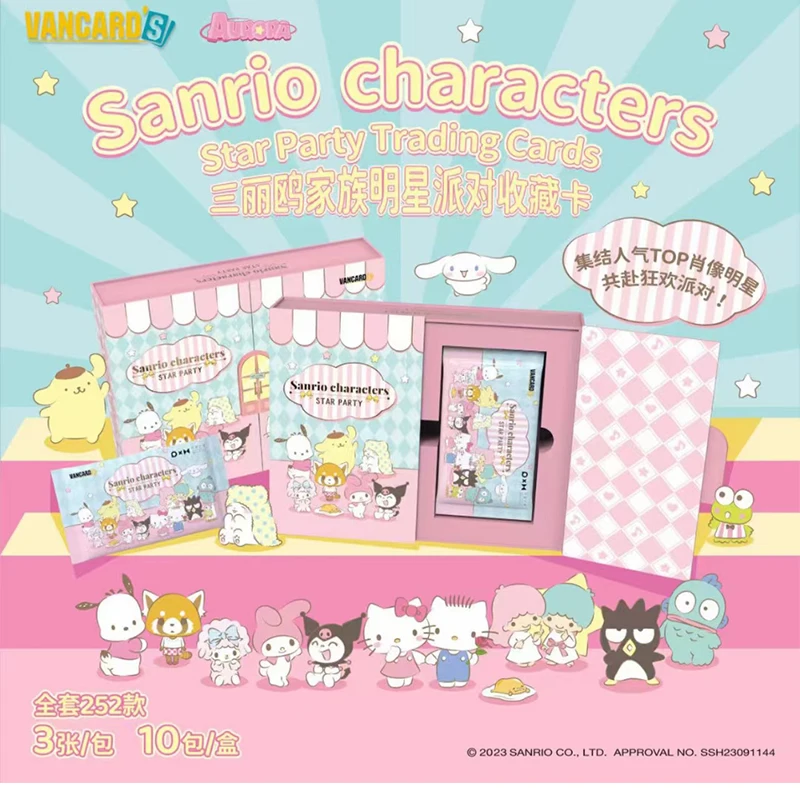 Juego de animación Sanrio, juguetes periféricos, personaje de Sanrio, tarjeta de colección de fiesta de estrellas, Kuromi, figura Compatible con HelloKitty