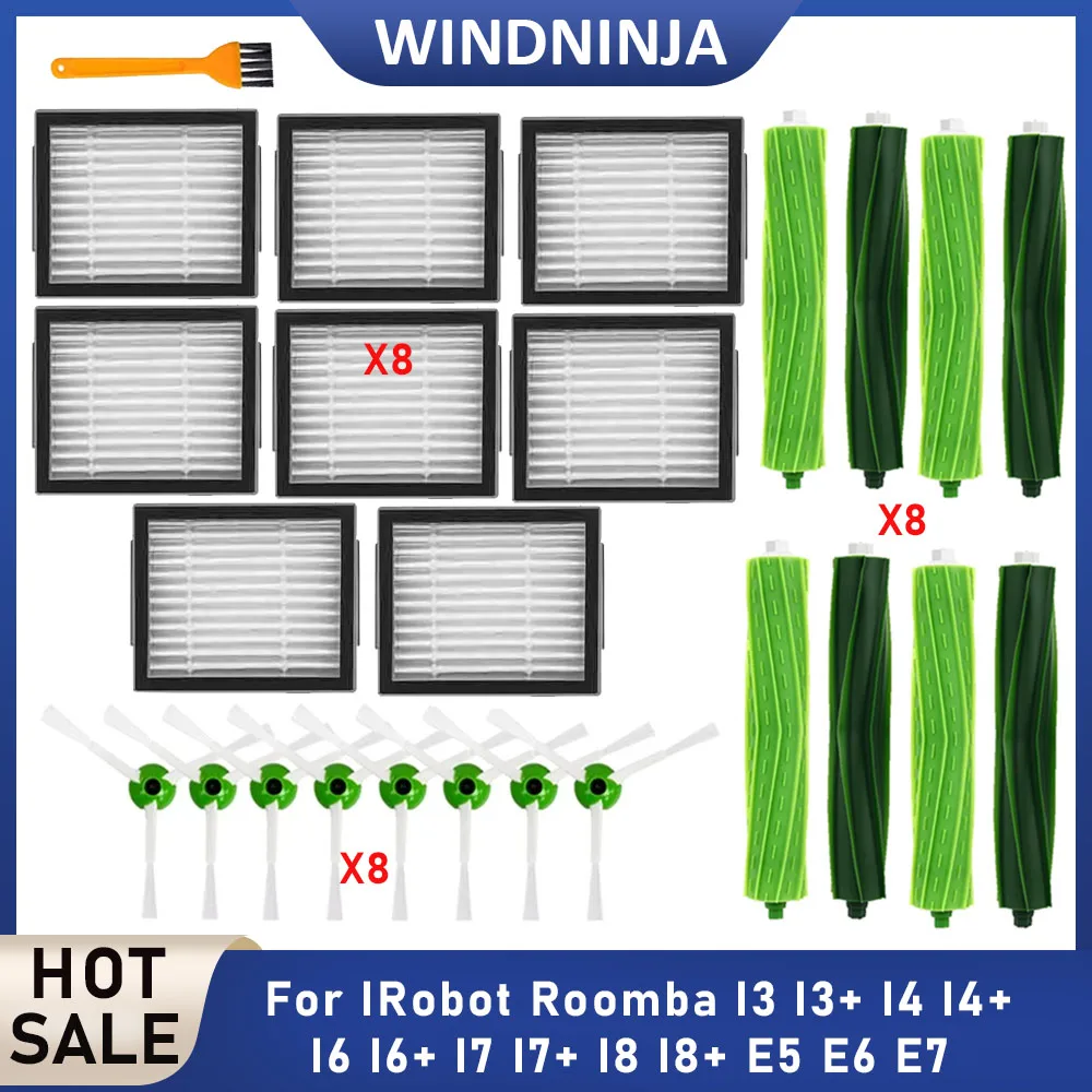 Zubehör für iRobot Roomba I3 I3+ I4 I4+ I6 I6+ I7 I7+ I8 I8+ E5 E6 E7 HEPA-Filter Hauptbürste Seitenbürste Roboterstaubsauger-Ersatzteile