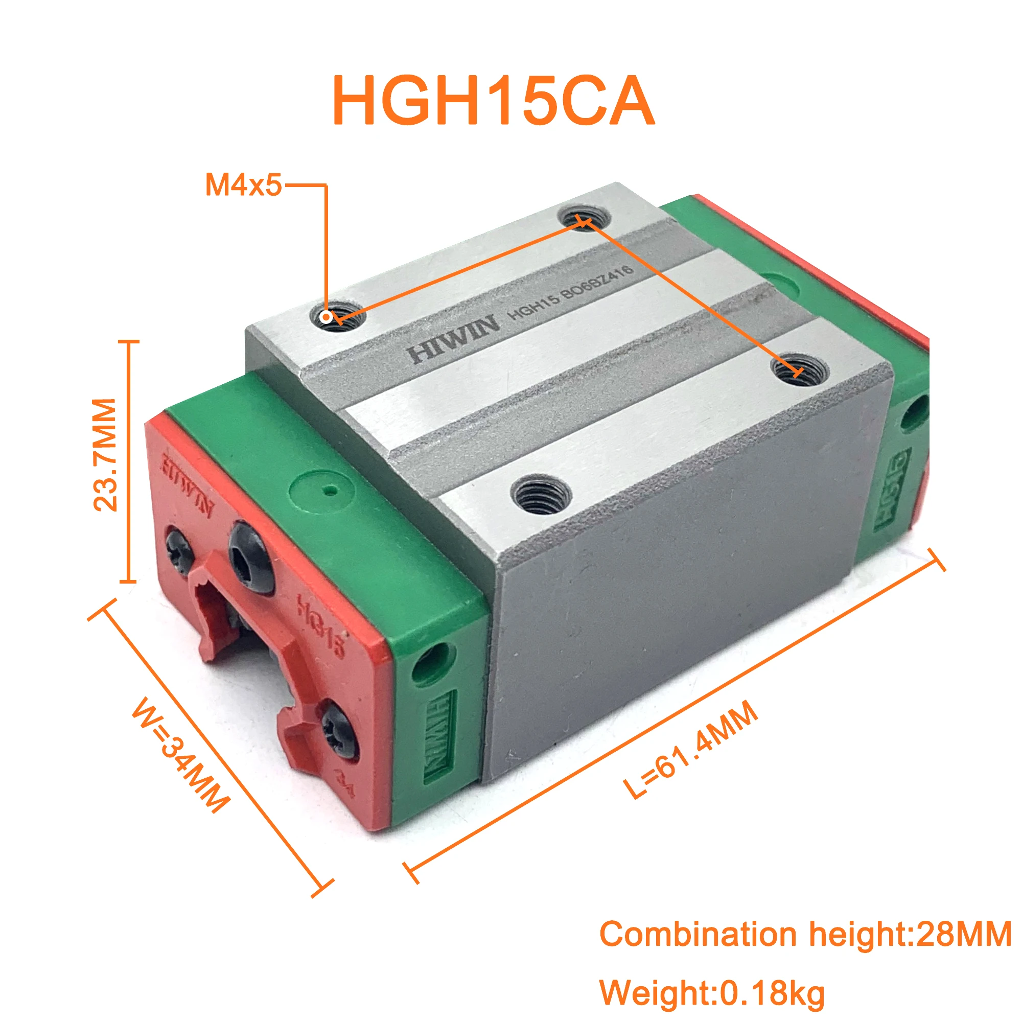 HIWIN HGH15CA HGH15 Linear Block Carriage Rails for 3D Printer CNC Actuator Spindle Guides