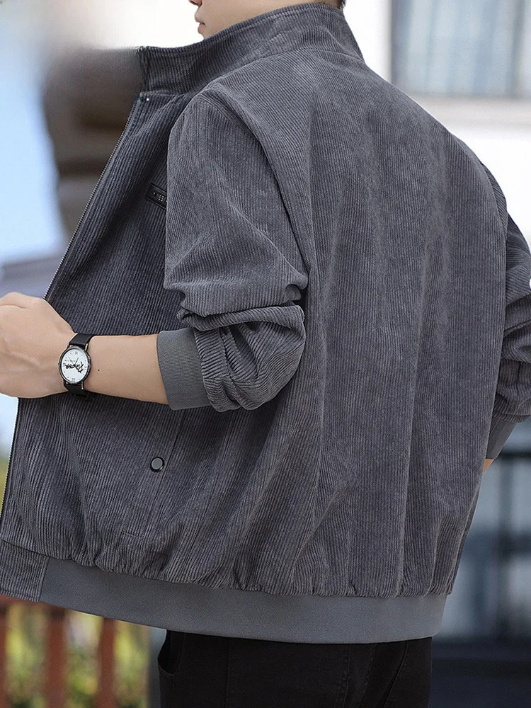 

Pierre Cardin Men's Casual Velvet Jaet Loose Fit Turn-down Collar Autumn Spring Sle Windproof Zipper Long Sve Coat