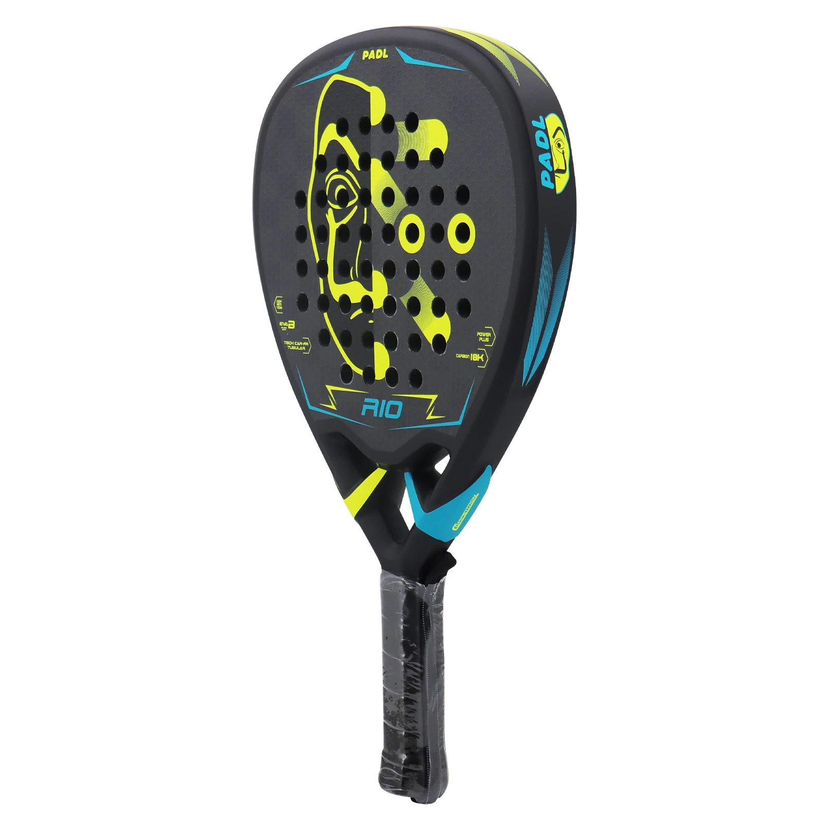 Carbon Fiber Paddle Racket, 3K, 12K,18K, fibra, acabamento bruto com Eva Soft Memory Foam Core, Forma Redonda, Alto Equilíbrio