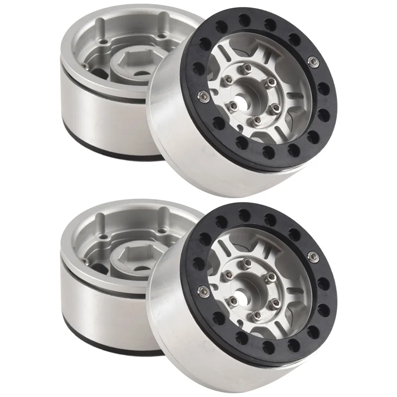 ABUM-4PCS 1.55 Metal Beadlock Wheel Rims Hub For 1/10 RC Crawler Car RC4WD D90 TF2 MST Jimny Tamiya CC01 LC70 Axial 90069