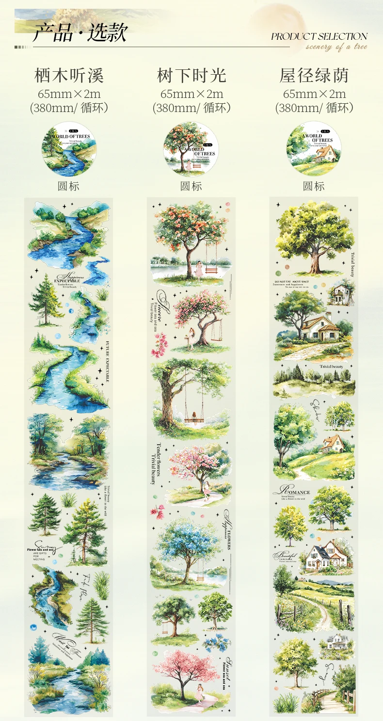 1 Rolle The Tree Scenery Series Tapes Scrapbooking-Aufkleber, perfekt für Collage Journaling Craft Diy Supplies – Detail 12